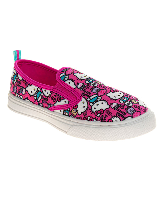 Hello Kitty Canvas SlipOn Sneakers Women's  Casual Comfort Easy Wear Fun Design Everyday Style (Women’s / Adult)