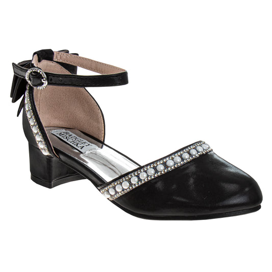 Badgley Mischka Low Heeled Dress Shoes Girls'  Elegant Stylish Formal Wear Comfort Heel Sparkle Detail (Little Kid / Big Kid)