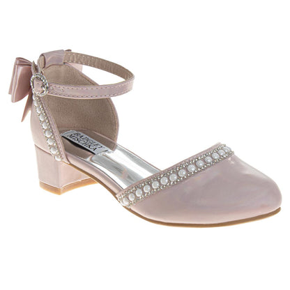 Badgley Mischka Low Heeled Dress Shoes Girls'  Elegant Stylish Formal Wear Comfort Heel Sparkle Detail (Little Kid / Big Kid)