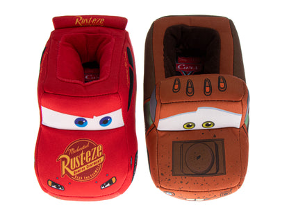 Disney Cars Boys Slippers  Lightning Mcqueen Plush Warm Soft Aline Comfy Lightweight House Shoes (5-10 toddler)