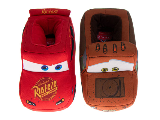 Disney Cars Boys Slippers  Lightning Mcqueen Plush Warm Soft Aline Comfy Lightweight House Shoes (5-10 toddler)