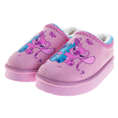 Disney Stitch & Angel Plush Lined Slippers Girls  Cozy Soft Warm NonSlip Sole Indoor Comfort (Little Kid / Big Kid)
