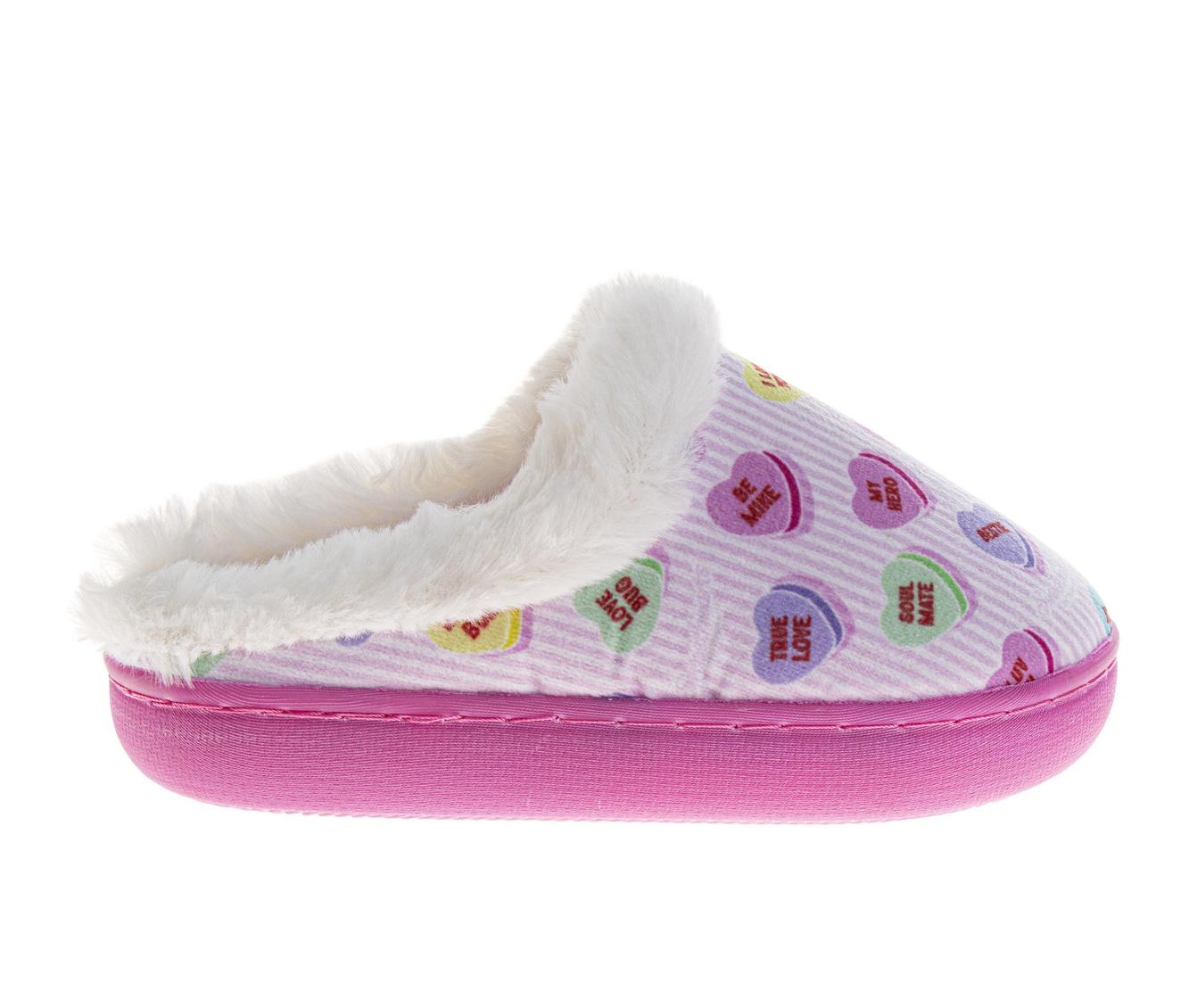 Sweethearts Conversation Hearts Slippers Girls  Cozy Furry Comfort Soft Plush Warm Lined Indoor Wear (Little Kid / Big Kid)