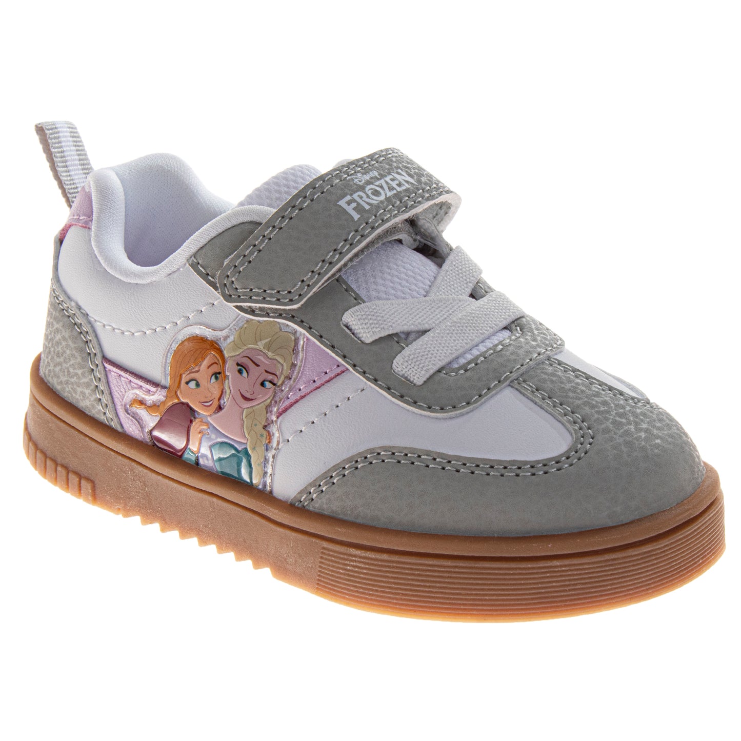 Disney Frozen Design Sneakers Girls  Elsa & Anna Glitter Detail Athletic Running Adjustable Strap (Toddler / Little Kid)
