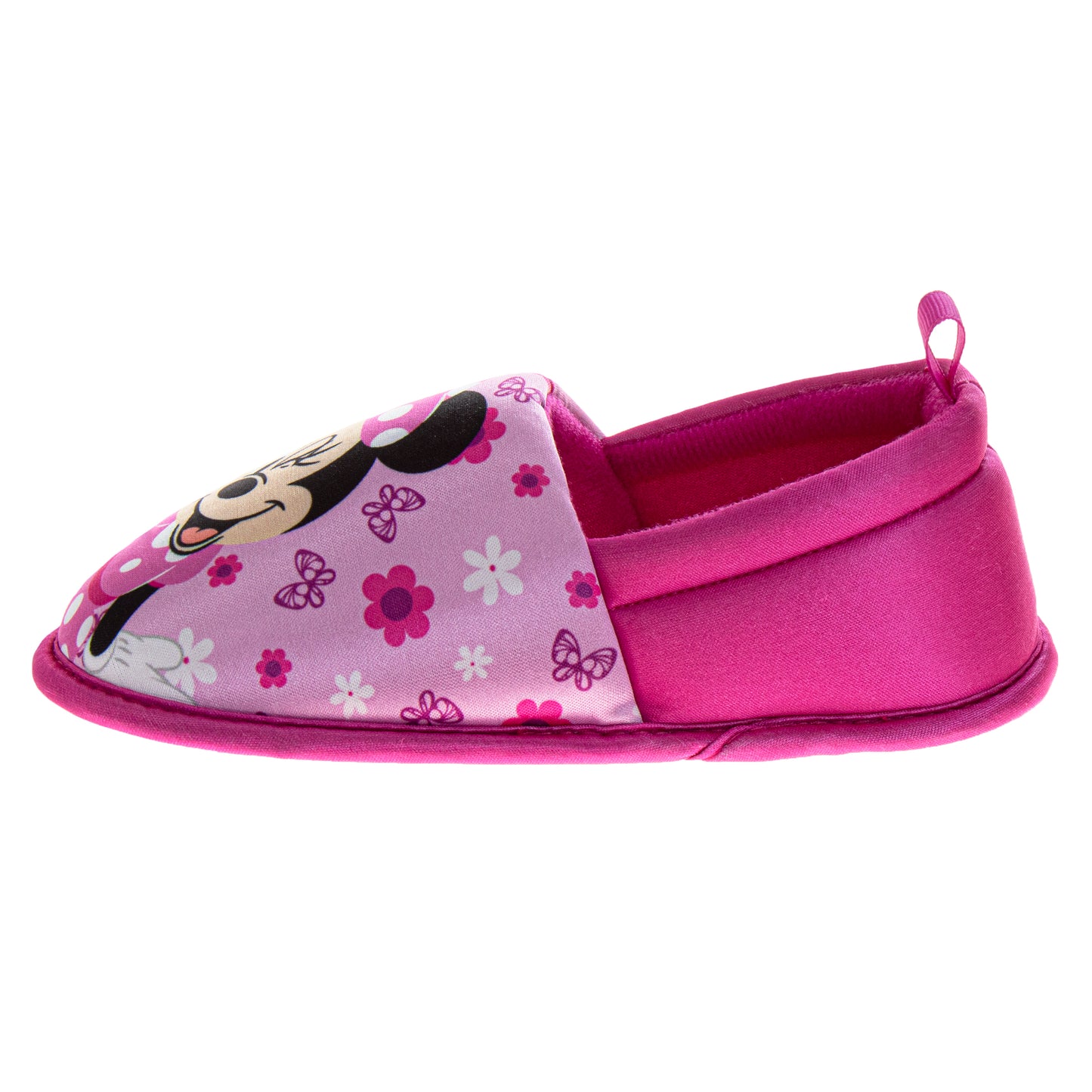 Disney Minnie Mouse Slippers Girls  Soft Plush Cozy Warm Comfort Fit NonSkid Sole Indoor Wear (Toddler / Little Kid)