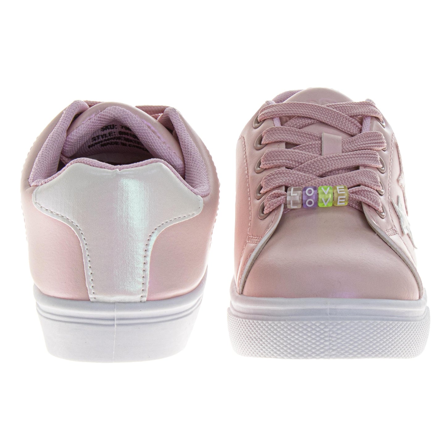 Badgley Mischka Glitter Stars Lace-Up Sneakers Girls - Glamorous Fashion Forward Sparkle Detail High Shine Athleisure (Little Kid – Big Kid)