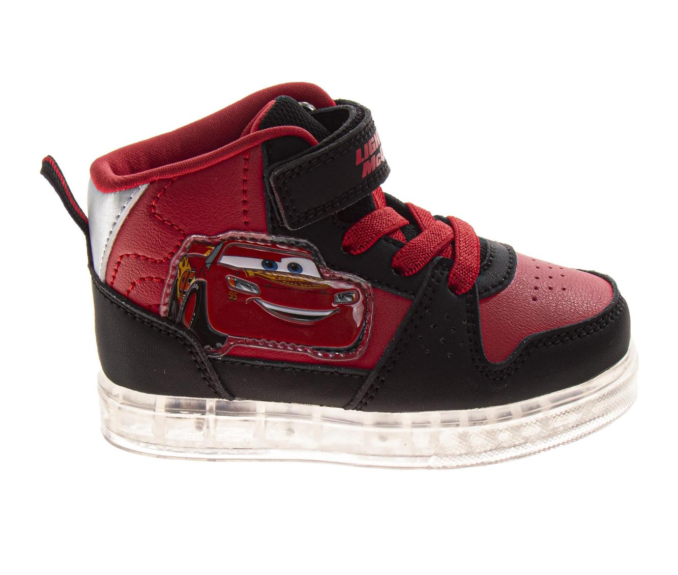 Disney Pixar Cars Lightning McQueen High Top Sneakers Boys  Race Car Design LaceUp/Velcro Athletic Ankle Support (Toddler / Little Kid)