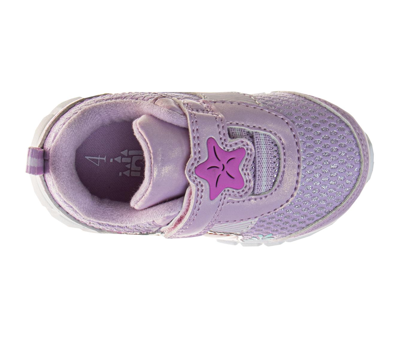 Disney Character Strap Shoes for Baby Girls - Little Mermaid Ariel Comftable Lightweight Sneakers (Size 2-4 Infant 5-6 Toddler)