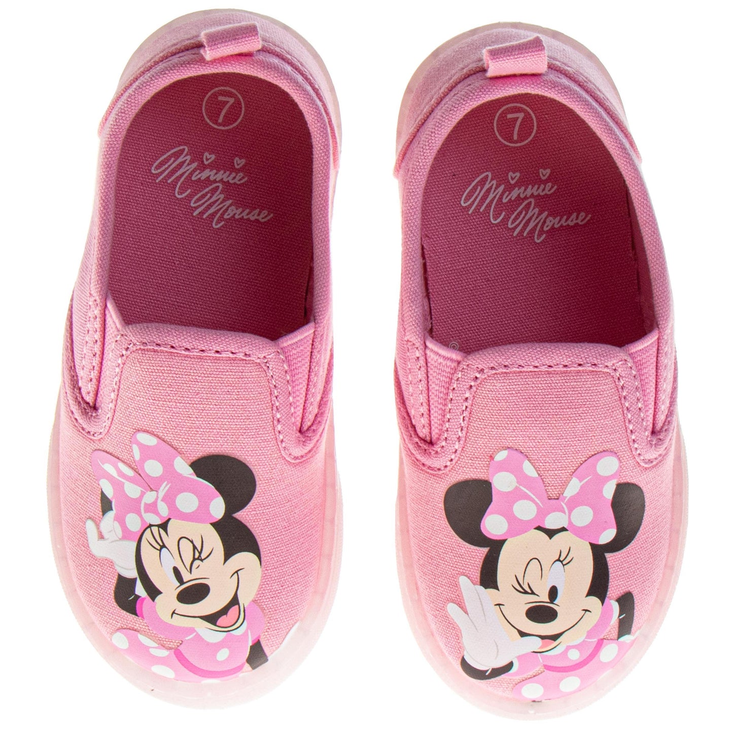 Disney Minnie Mouse Slip On Canvas Girls  Polka Dot NoLace Design Everyday Wear Comfortable Durable Sole (Toddler / Little Kid)
