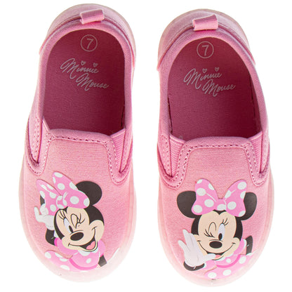 Disney Minnie Mouse Slip On Canvas Girls  Polka Dot NoLace Design Everyday Wear Comfortable Durable Sole (Toddler / Little Kid)