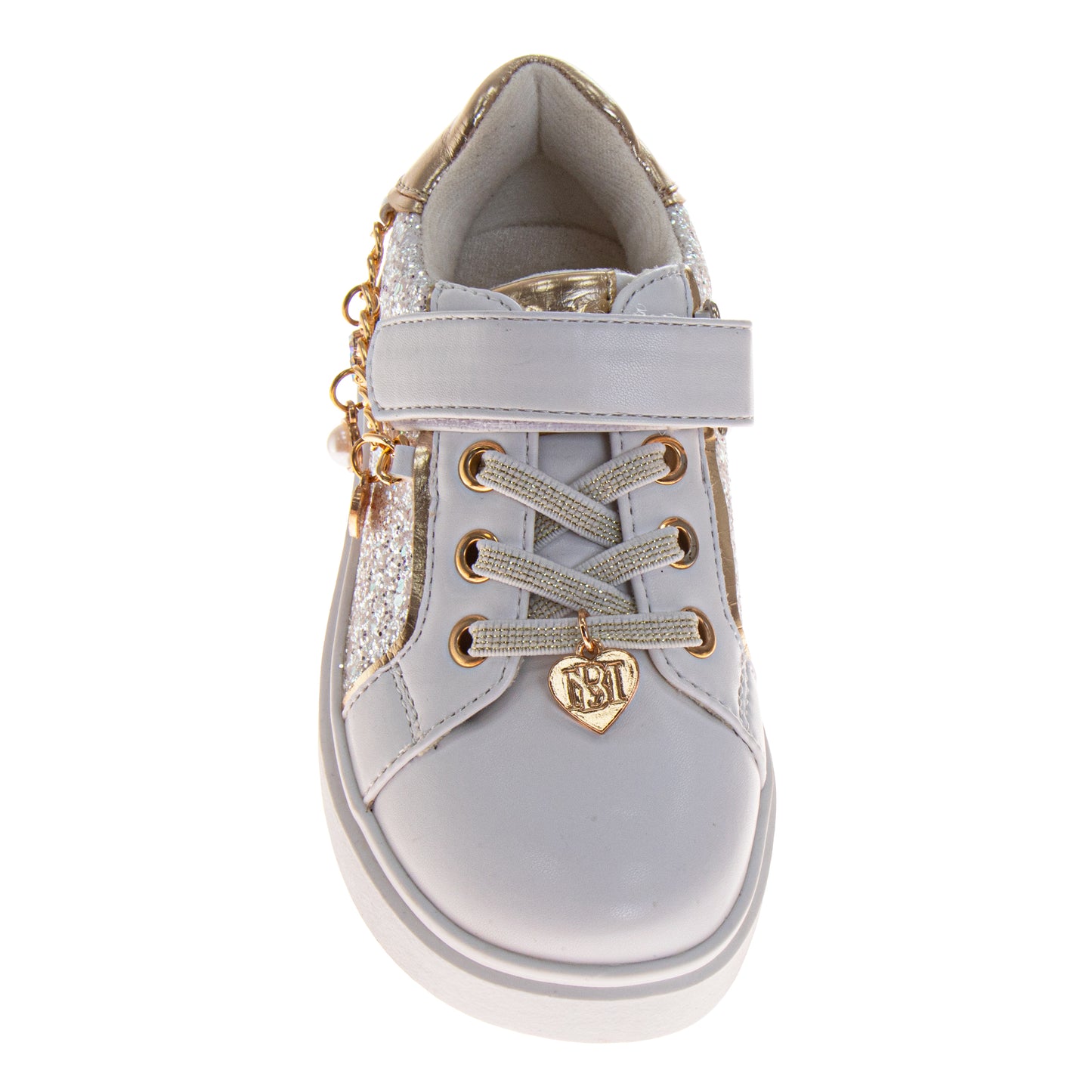 Kensie Girls Sneakers for Girls Glitter Charms Easy Hook-and-Loop Stylish (Toddler)