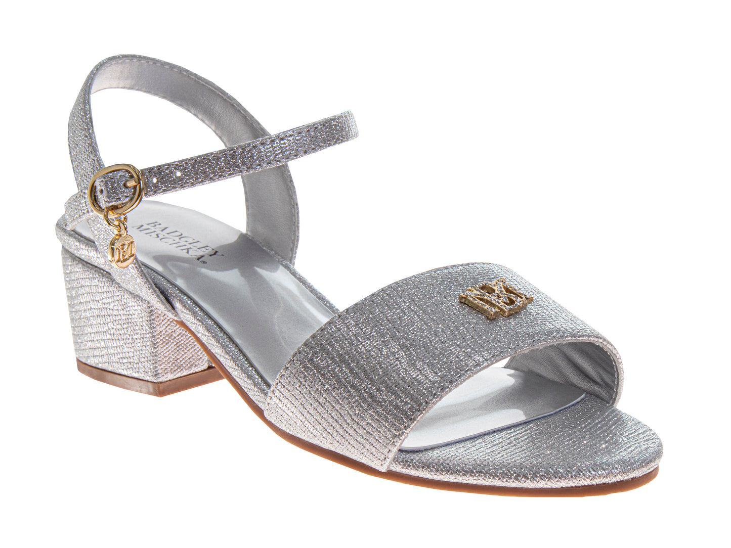 Badgley Mischka Dress Sandals for Girls  Rhinestone Ankle Strap Formal (Little Kids / Big Kids)