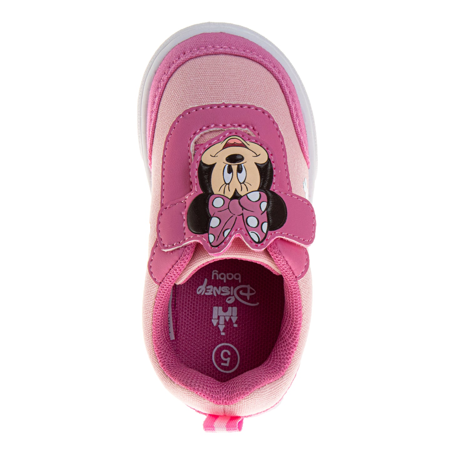 Disney Minnie Mouse Design Sneakers Girls  Soft Comfortable Casual Wear Everyday Play Velcro Closure (Toddler / Big Kid)
