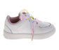Sweethearts White Sneakers Girls  Rainbow Laces Heart Charms Fashionable Casual Comfort LaceUp Look (Toddler)