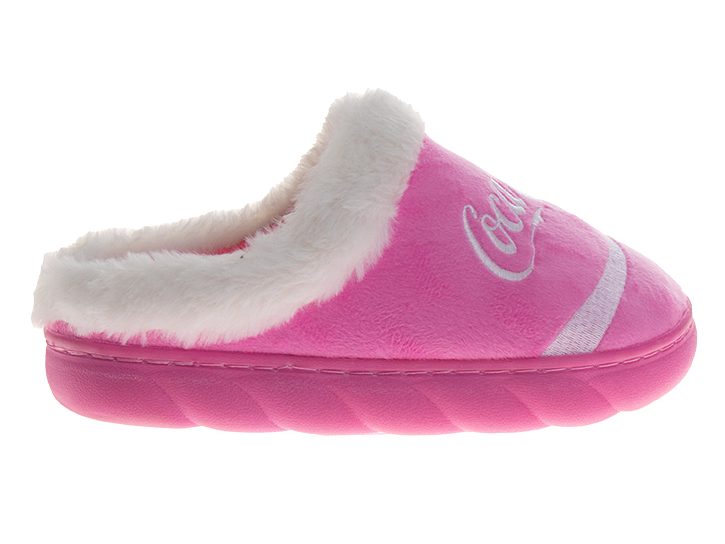 CocaCola Pink Iconic Script Casual Slippers for Women  Soft Cozy PlushLined Indoor Comfort (Adult)