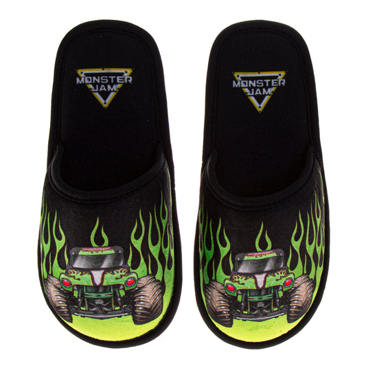 Monster Jam Boys Slippers Gravedigger Monster Truck House Shoes Indoor Cozy Plush Slippers