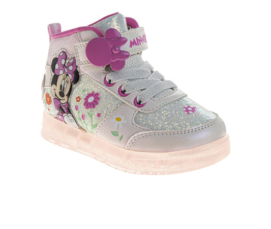 Disney Minnie Mouse Girls' Hook and Loop High Top Sneakers (Toddlers)
