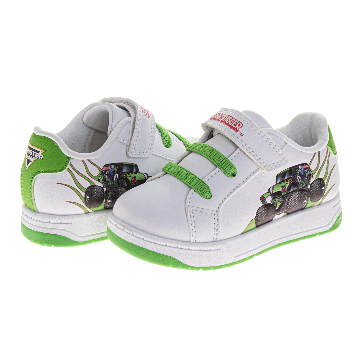 Monster Jam Boys Court Sneakers with Hook and Loop Closure (Little Kid)
