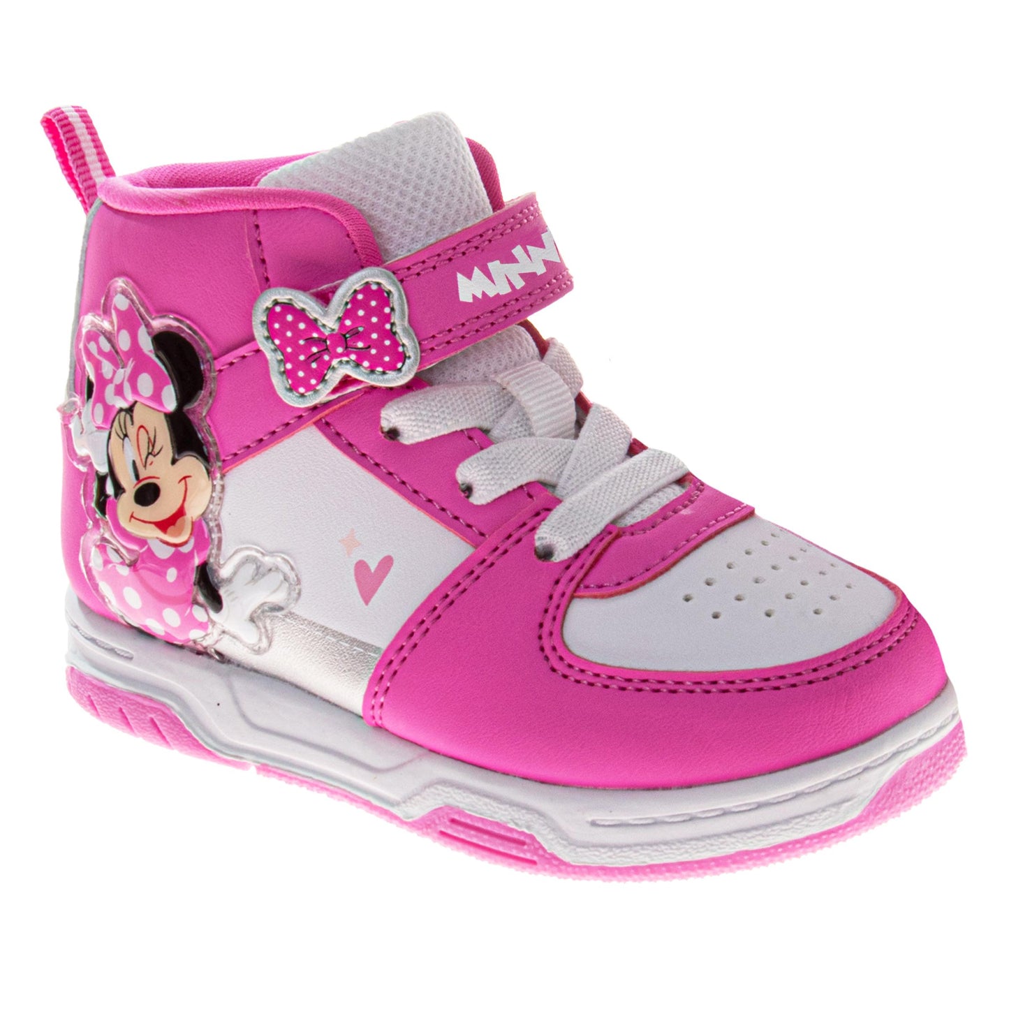 Minnie Mouse Girls High Top Sneakers Hook and Loop with Lace-Up (Little Kid)