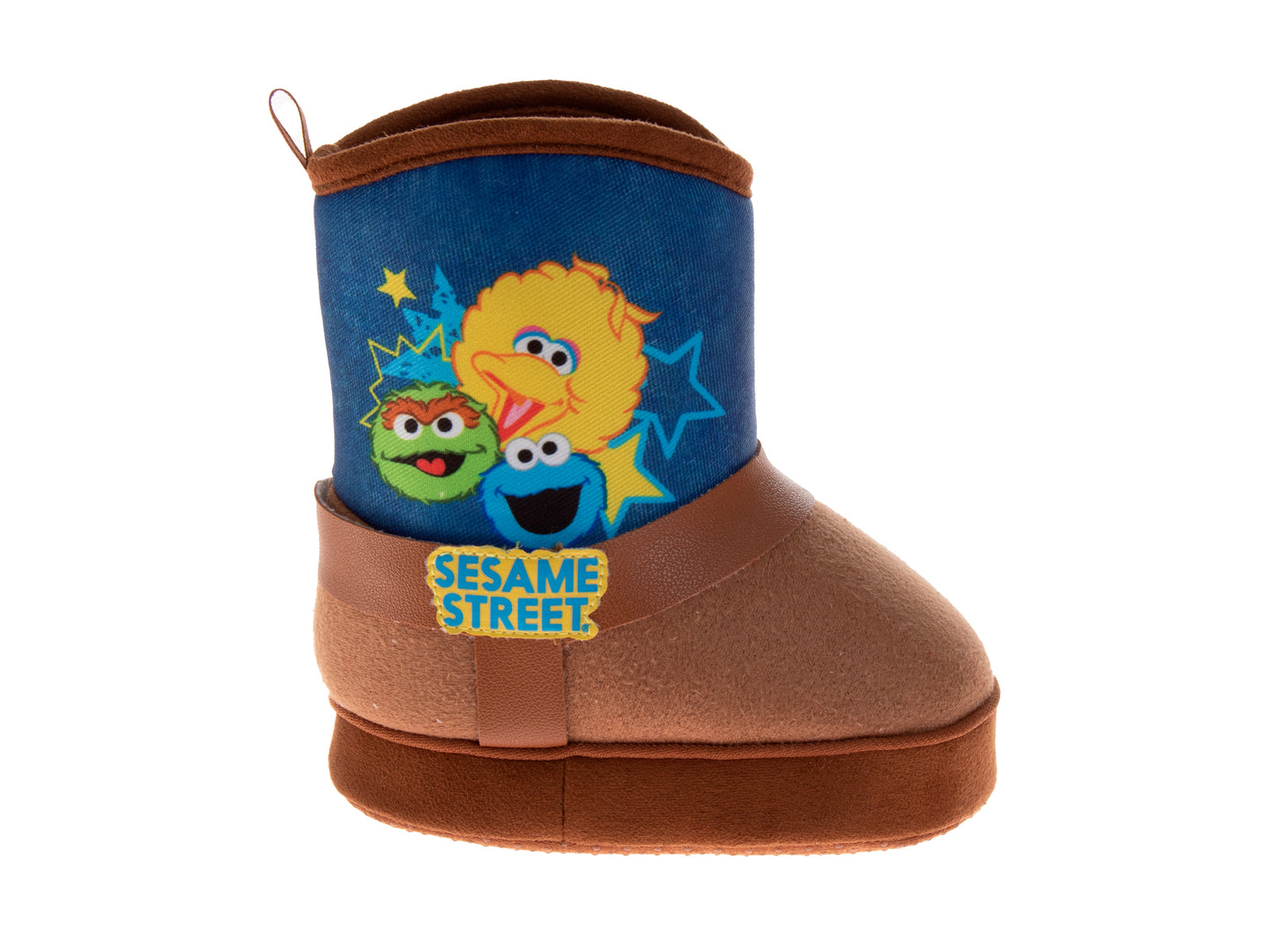 Sesame Street Oscar, Cookie, and Big Bird Kids' Boots  Warm Fuzzy Ankle Slippers (Toddler)