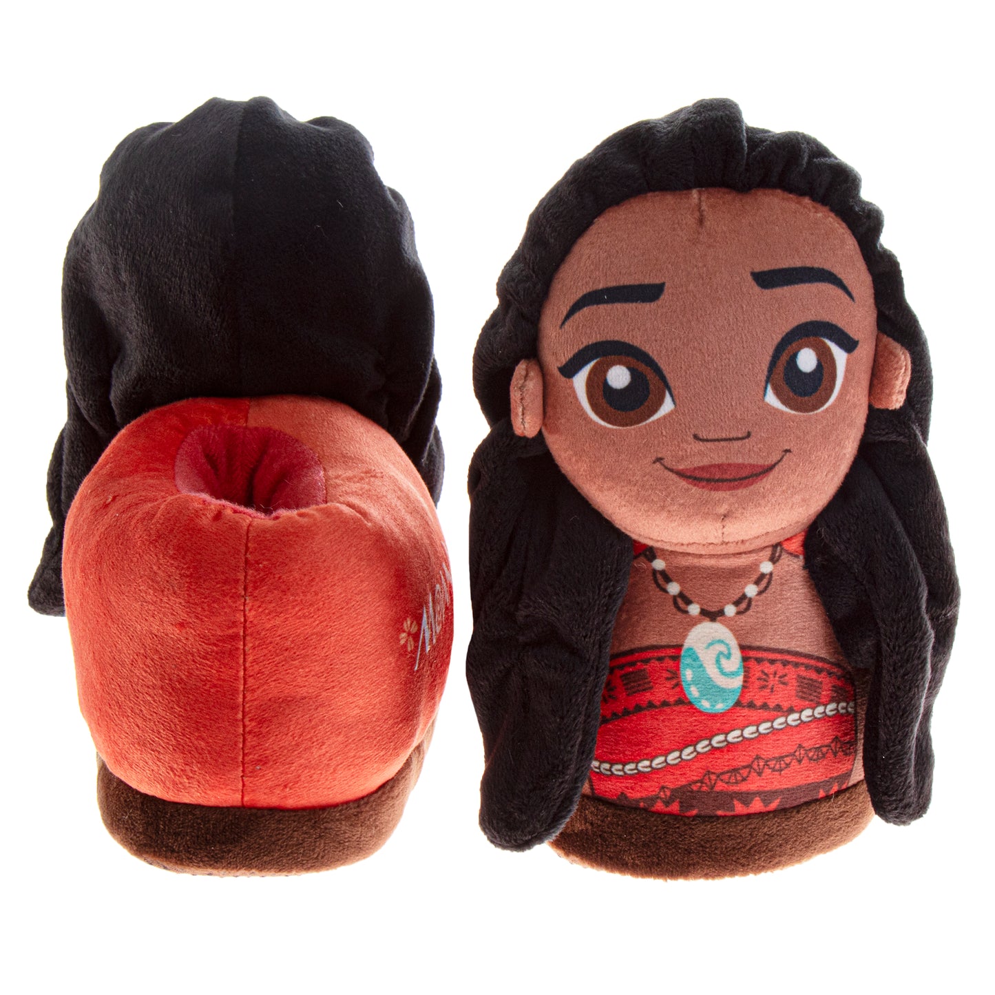 Disney Moana Plush Character Slippers Girls  Soft Plush Cozy Warm Island Princess Comfort Fit NonSlip Sole (Toddler / Little Kid)