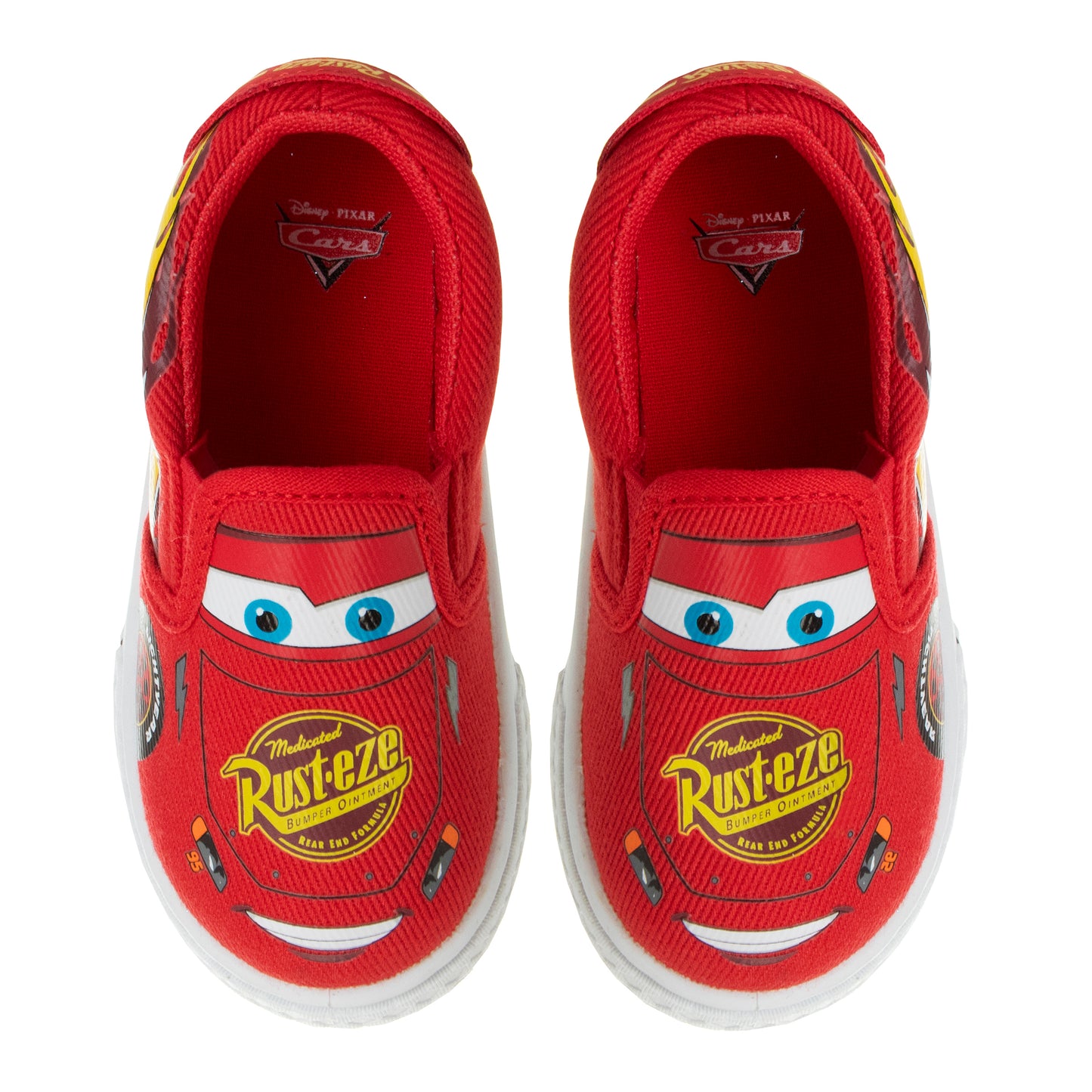 Josmo Disney Boy's Lightning McQueen Cars Slip-On Shoes - Lowtop Canvas Sneakers for Boys (Sizes: 5-10 Toddlerss)