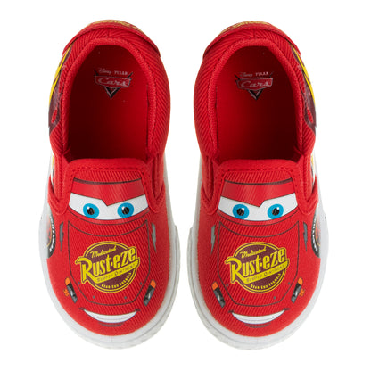 Josmo Disney Boy's Lightning McQueen Cars Slip-On Shoes - Lowtop Canvas Sneakers for Boys (Sizes: 5-10 Toddlerss)