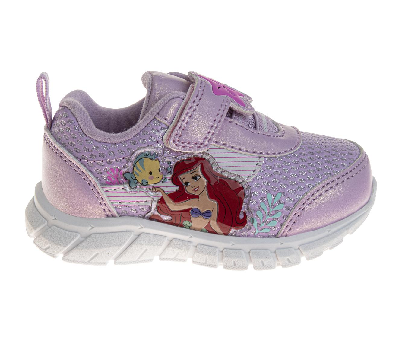 Disney Character Strap Shoes for Baby Girls - Little Mermaid Ariel Comftable Lightweight Sneakers (Size 2-4 Infant 5-6 Toddler)