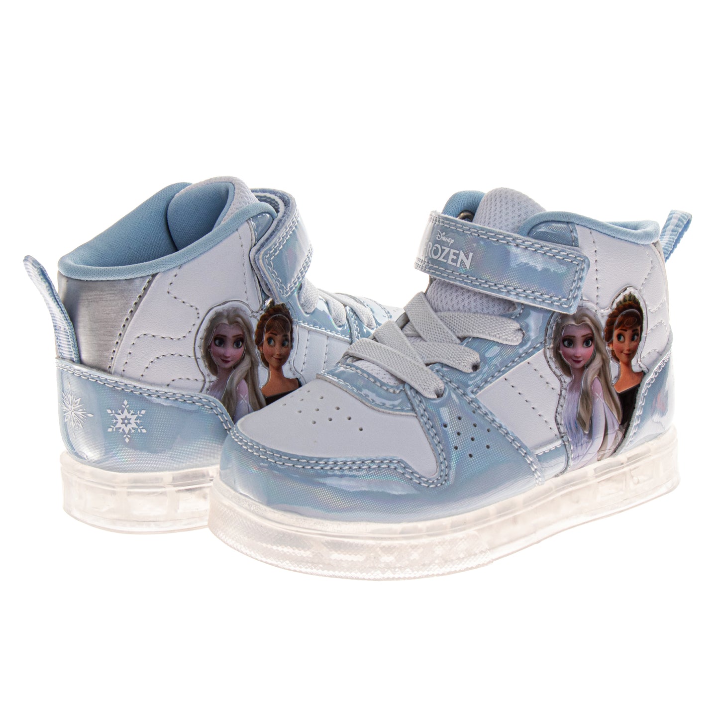 Frozen Girls Anna & Elsa Light-Up High-Top Sneakers with Hook and Loop Closure (Toddler)